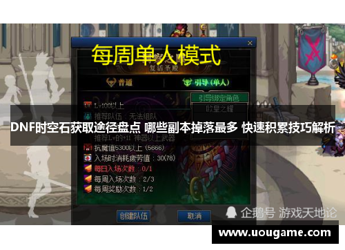 DNF时空石获取途径盘点 哪些副本掉落最多 快速积累技巧解析